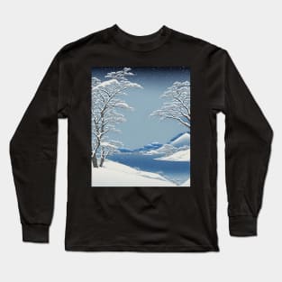 Ukiyo-e Japanese Art -Tranquil Snow-covered Landscape Long Sleeve T-Shirt